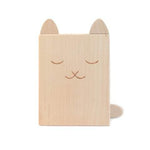 Load image into Gallery viewer, A cute cat pencil holder hand crafted and hand engraved in Europe. Made from solid alder wood, it’s the perfect wooden accessory for encouraging kids to write and colour..
