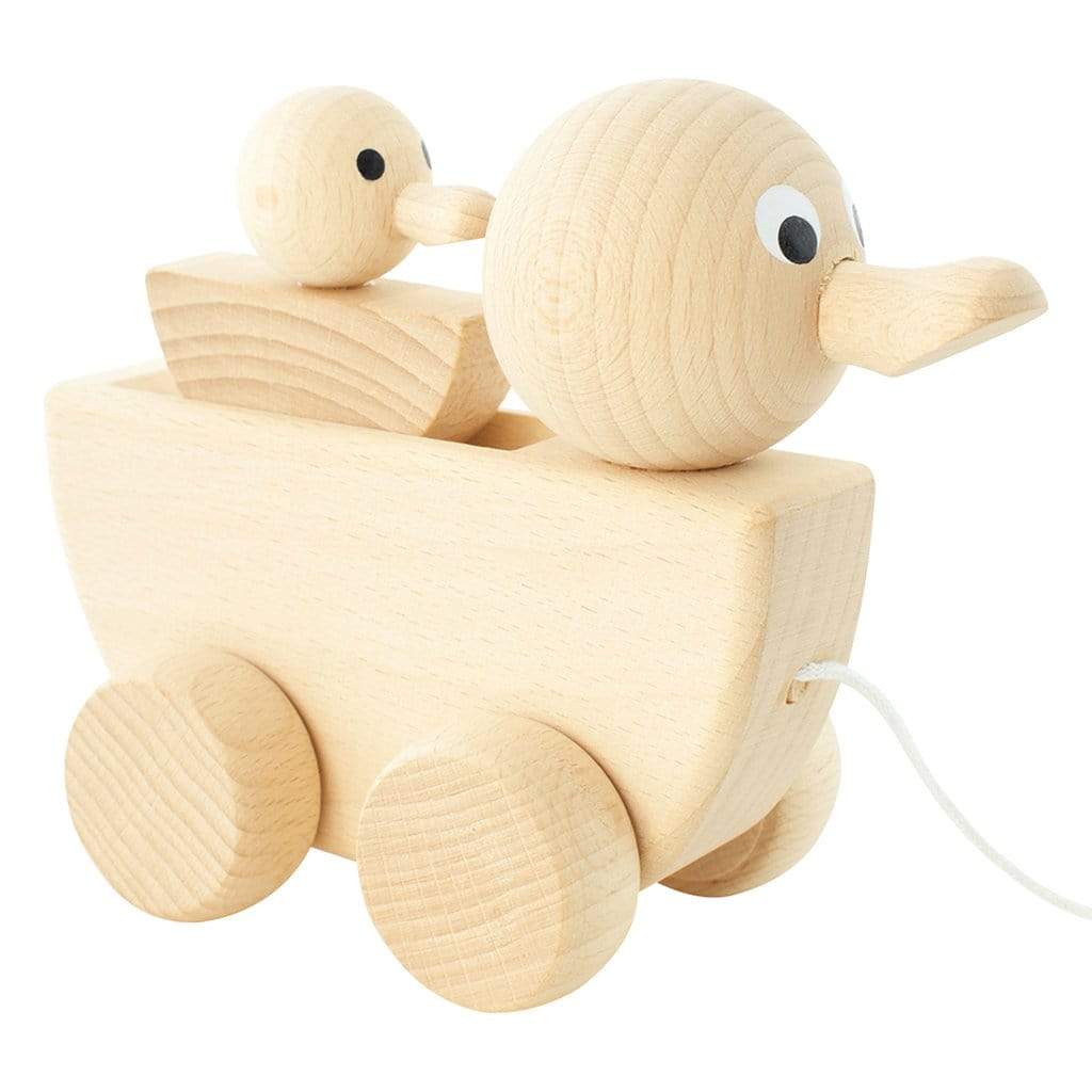Gracie - Wooden Pull Along Duck With Duckling - thetinycrate