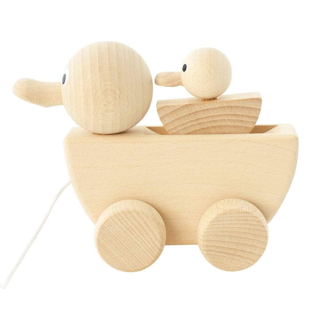 Gracie - Wooden Pull Along Duck With Duckling - thetinycrate