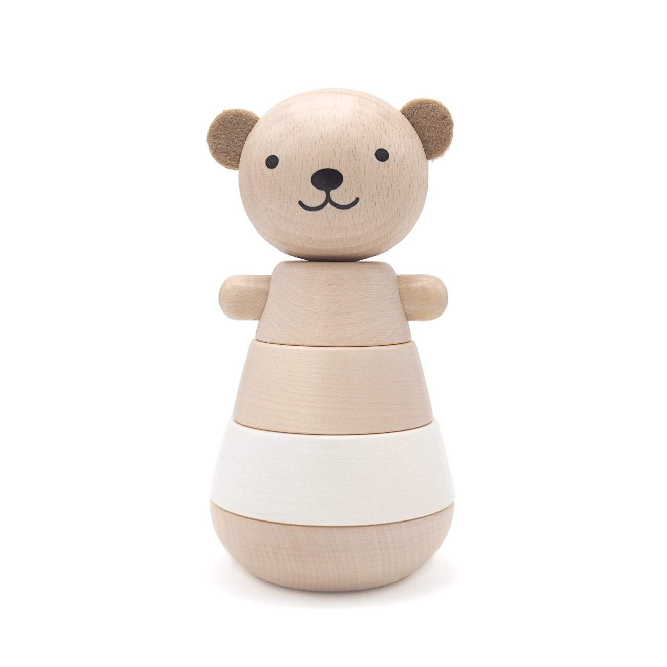 Wooden Stacking Bear White - thetinycrate