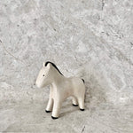 Load image into Gallery viewer, excellently made white with black hair wooden toy horse from T-lab 
