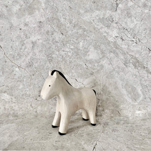 excellently made white with black hair wooden toy horse from T-lab 