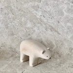Load image into Gallery viewer, A beautifully hand crafted and painted white wooden polar bear with cute black eyes and nose. 
